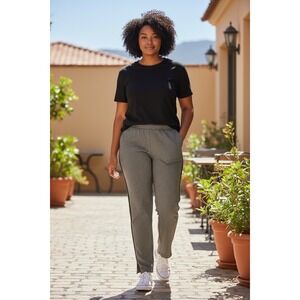 LNA Clothing Pants Large Plaid Side Stripe Wide Leg Pull On Trouser Brown Black